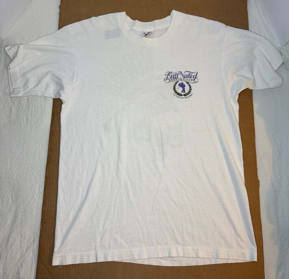 90s Fruit of the Loom Butt Naked Country Club T-Shirt Size L White USA Made
